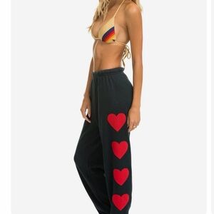 Aviator Nation Charcoal Joggers with Red Hearts